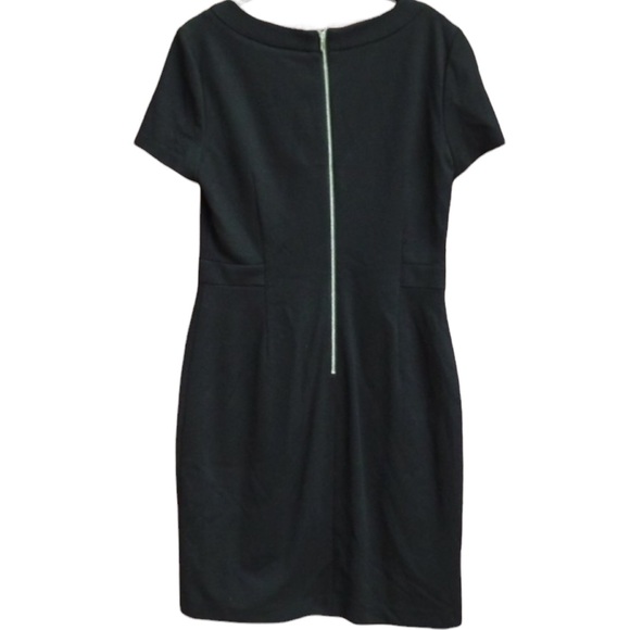 Muse Dress 8 Black Tan Lace Sheath Sexy Career Knee Length Workwear Exposed Zip - Picture 5 of 7